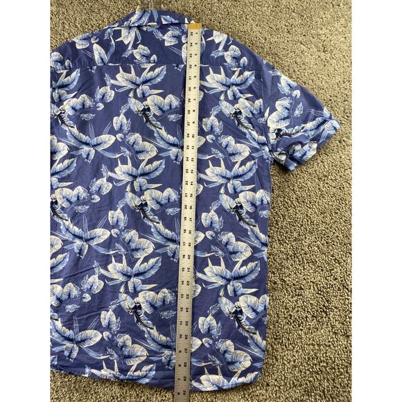 Selected Homme Shirt Mens Large 16.5 Blue White Hawaiian Casual Button Up - Picture 8 of 12